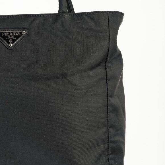 Prada Black Tessuto Nylon Logo-Plaque Tote - Picture 6 of 11